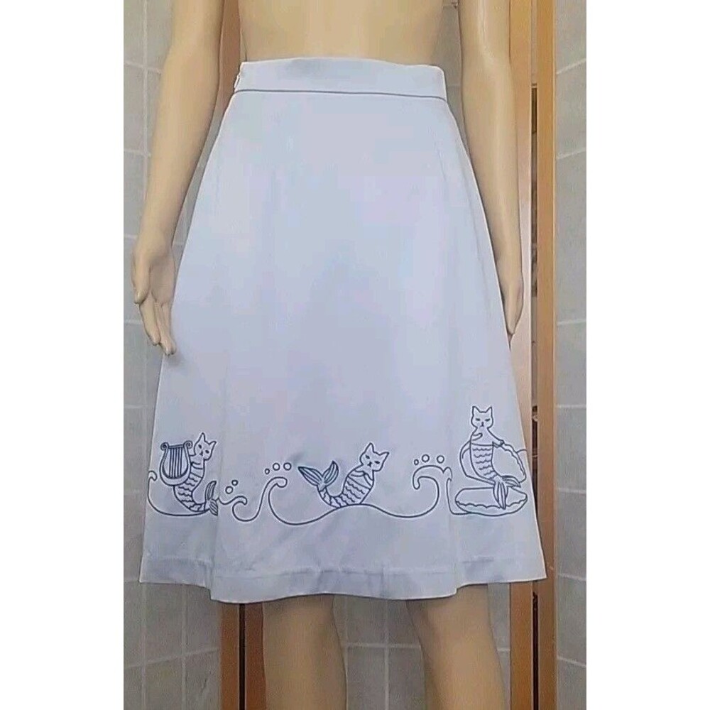 Medium Miss Patina Mermaid Cat Blue Knee Length Skirt